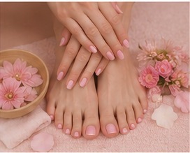 Κομψό pedicure με ροζ απόχρωση