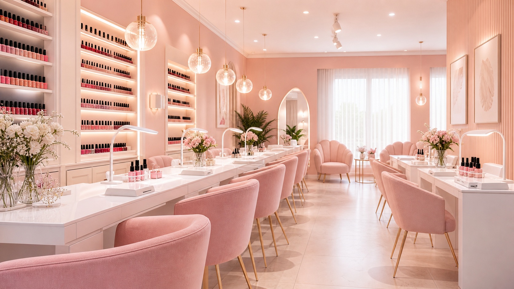 Baby pink interior του projectefthnails